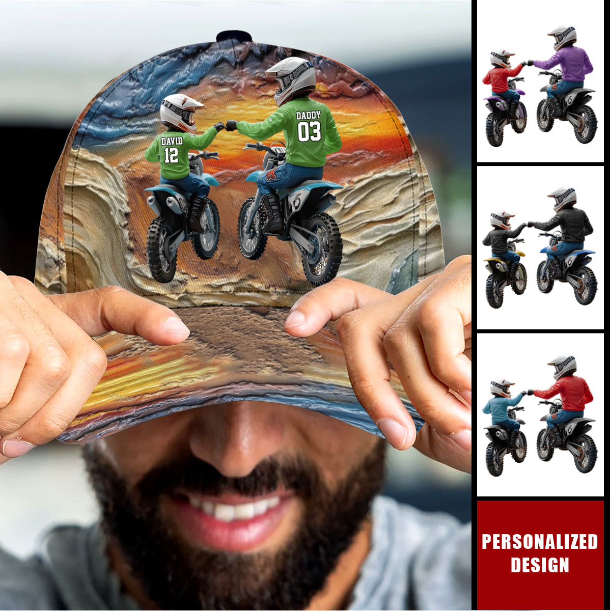 Dirt Bike Dad And Kid-Personalized Dirt Bike Cap