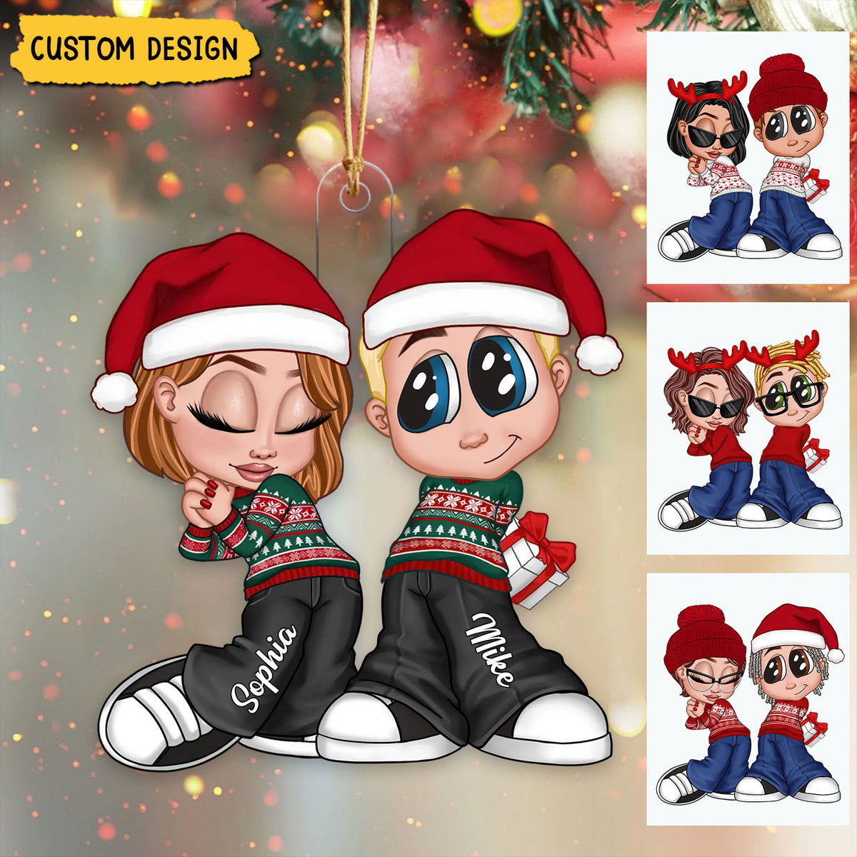 2024 New Release - Y2K Couple Personalized Acrylic Christmas Ornament, Christmas Gift for Him for Her
