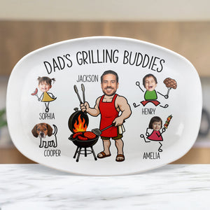 Father's Day Gifts, Dad's Grilling Buddies Father's Day Gift For Daddy, Husband, Grandpa - Personalized Platter