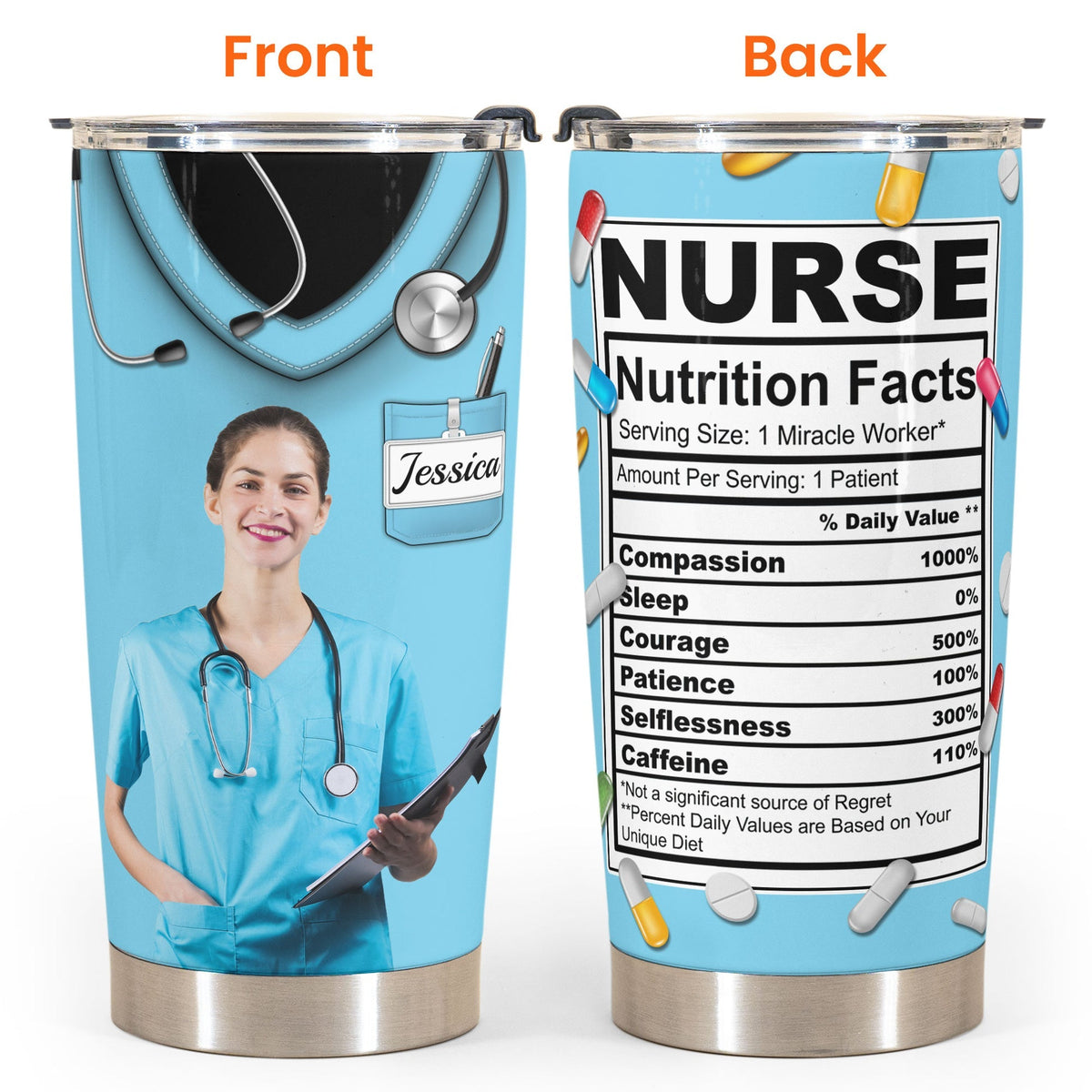 Nurse Nutrition Facts - Personalized Photo Tumbler Cup