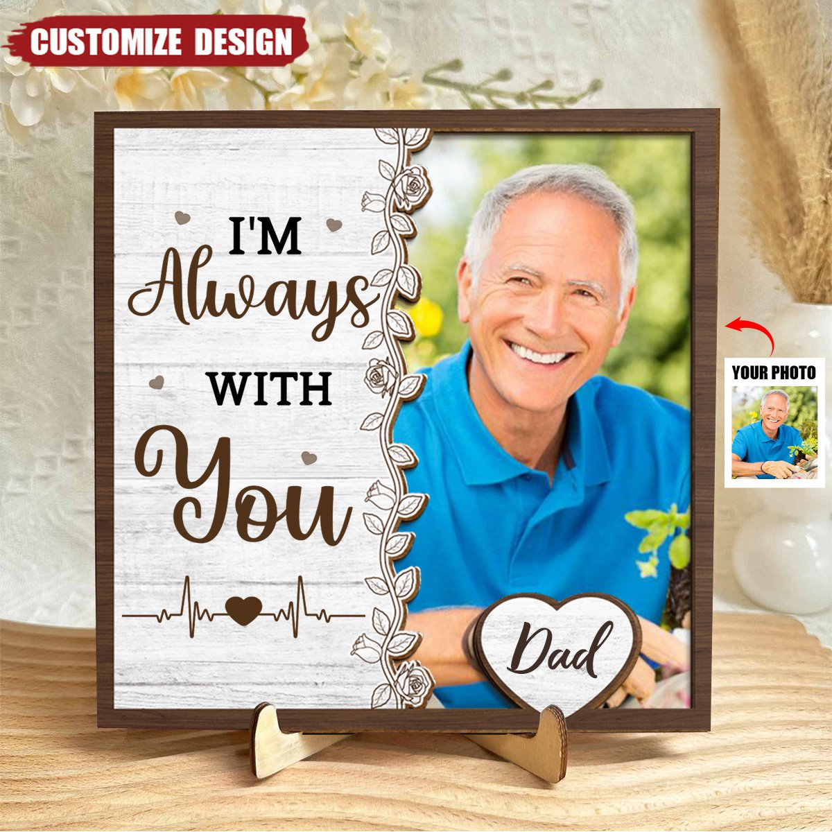 Missing You Is A Heartache - Personalized Wooden Photo Plaque