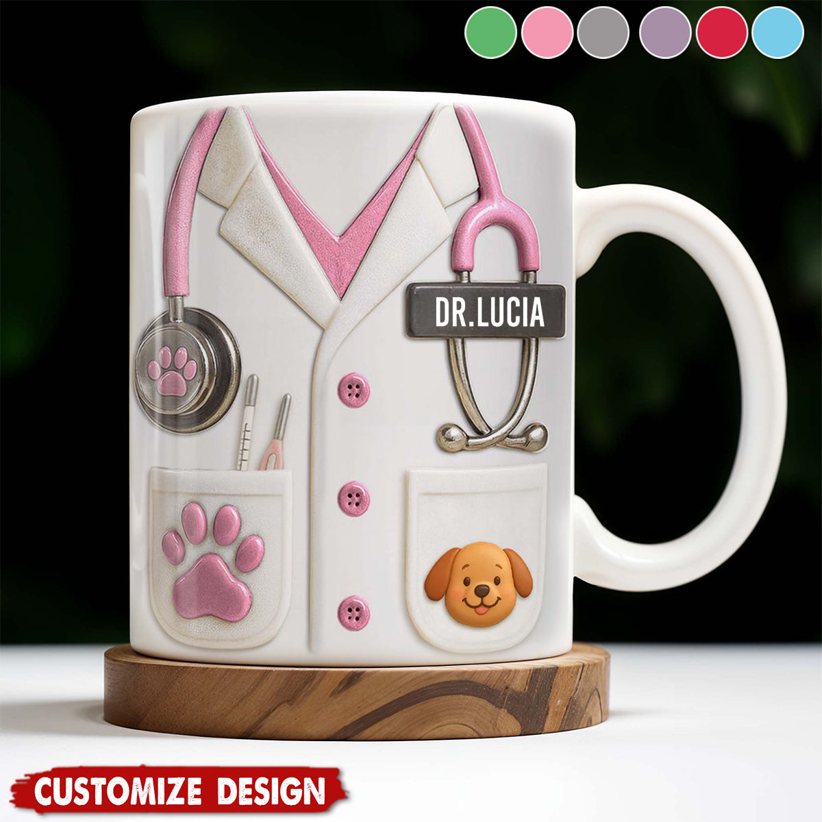 Medical Professional Design With Stethoscope And Dog Cat - Personalized Coffee Mug - Gift For Veterinarians