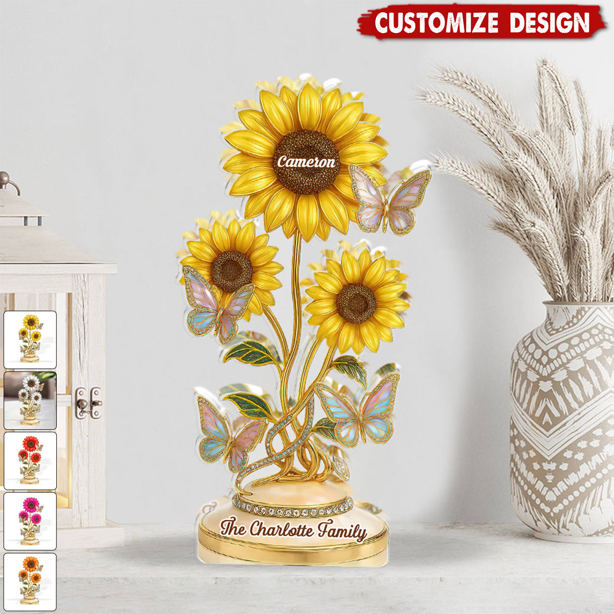 Our Family Sunflowers - Personalized Shaped Acrylic Plaque