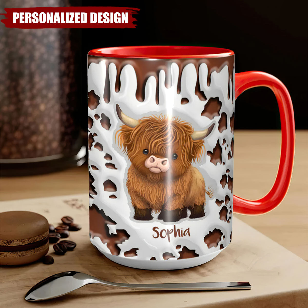 Personalized Cute Highland Cow Ceramic Mug-Gift for Highland Cow Lover