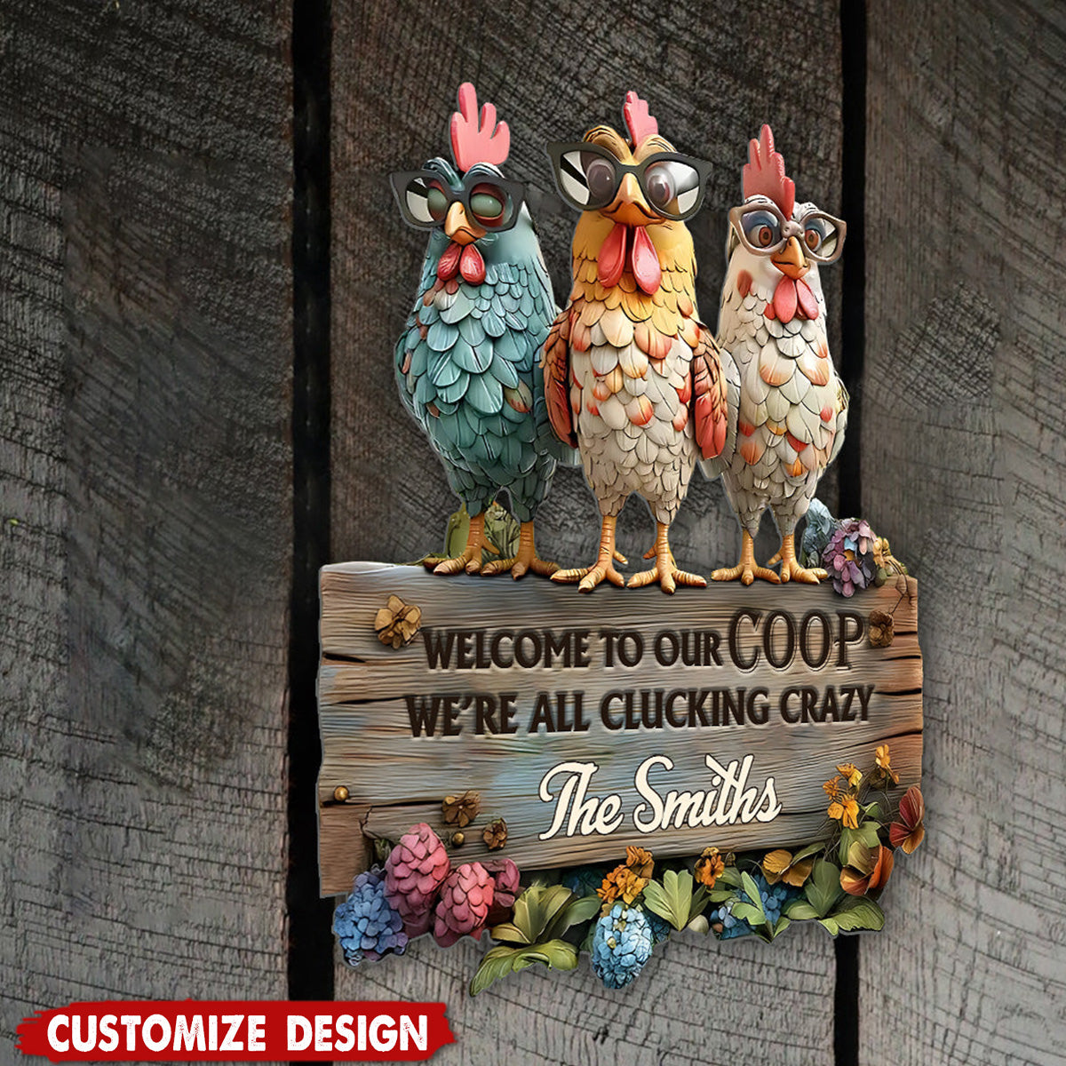 Welcome To Our Coop - Personalized Chicken Cut Metal Sign