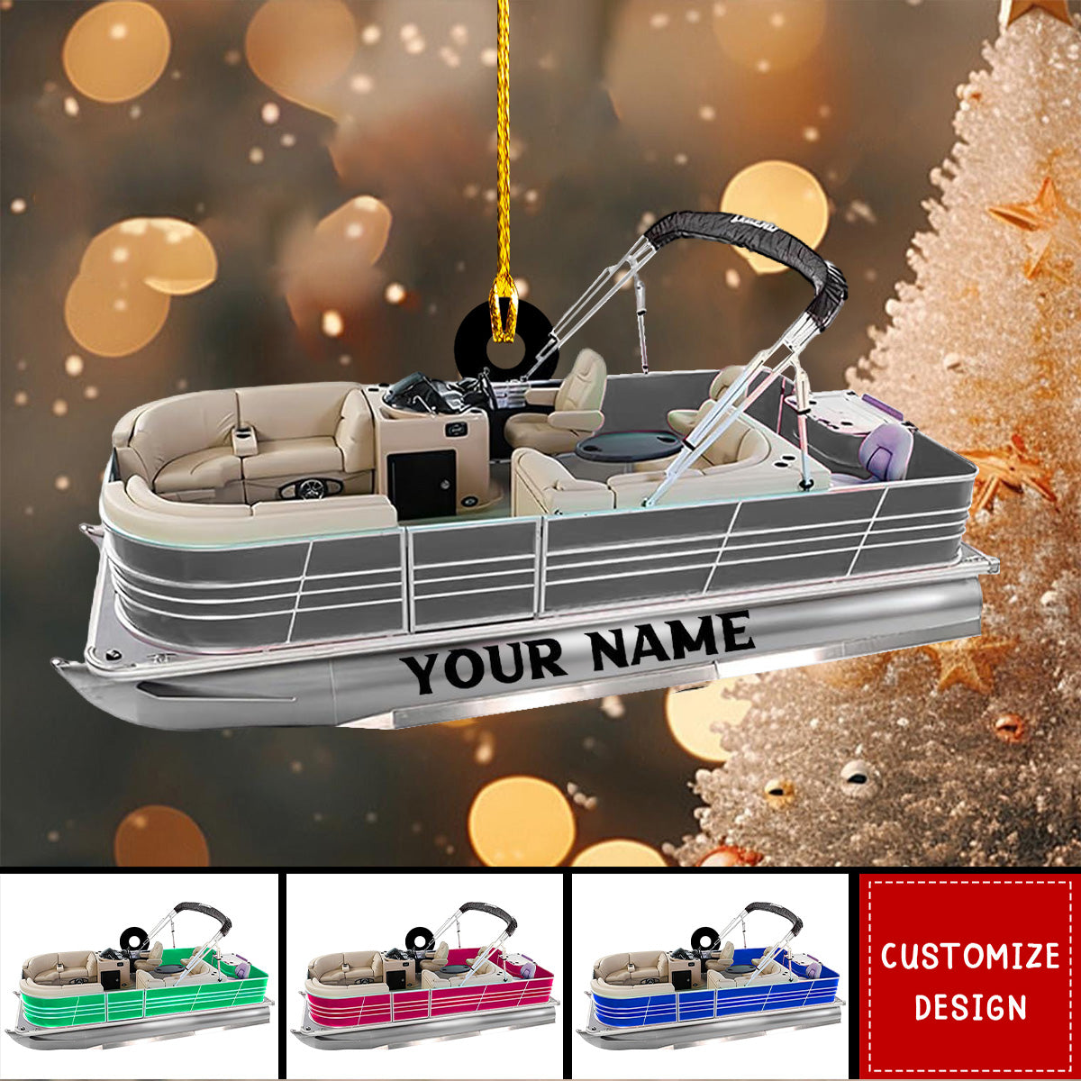 Personalized Pontoon Boat Acrylic Christmas Ornament - 2025 New Release