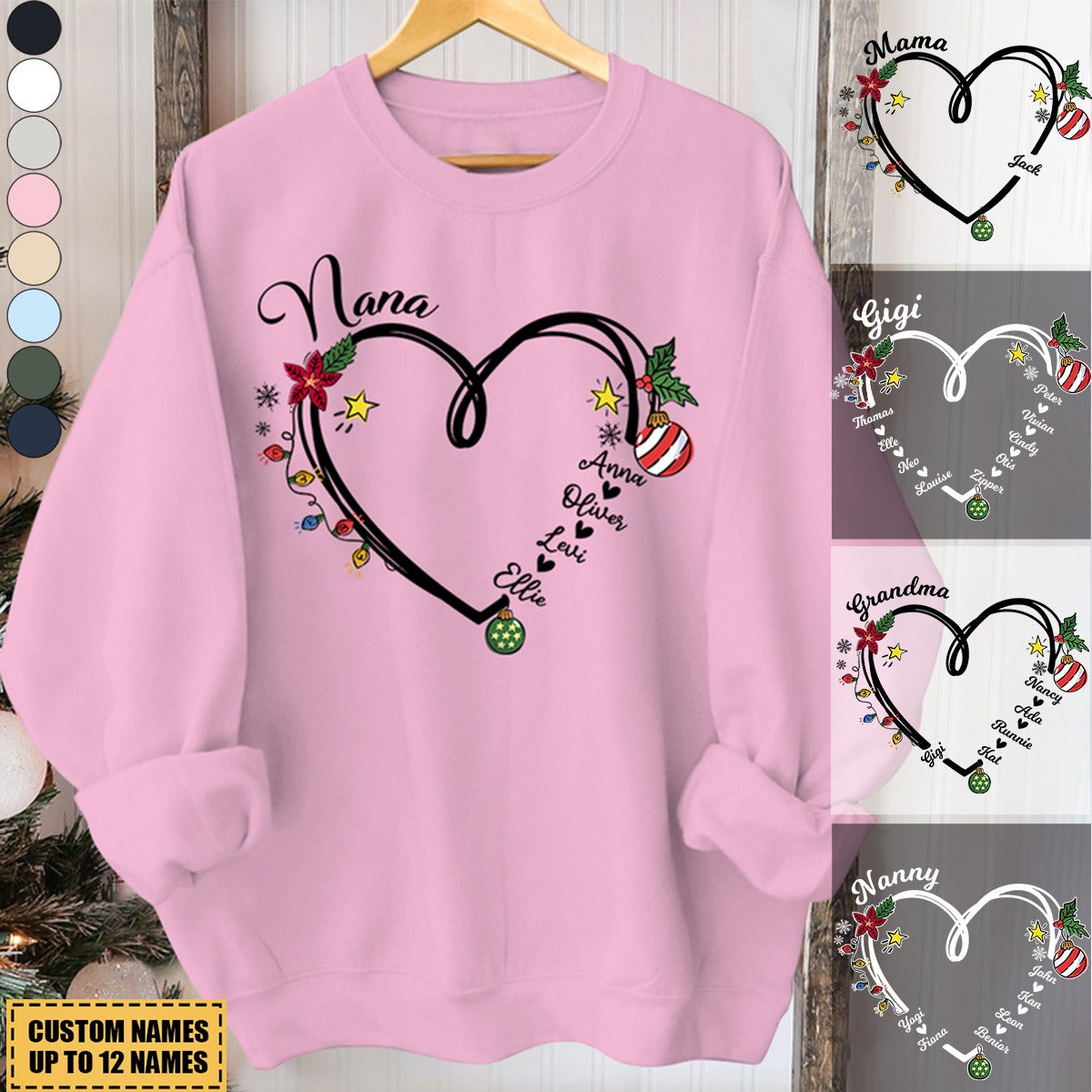 2024 New Release Nana Heart Christmas And Grandkids Sweatshir