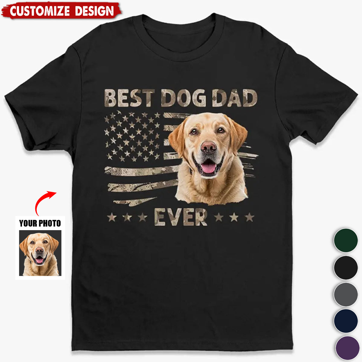 Custom Photo Ultimate Dog Dad - Pet Personalized Unisex T-shirt - Gift For Dog,Cat Lovers