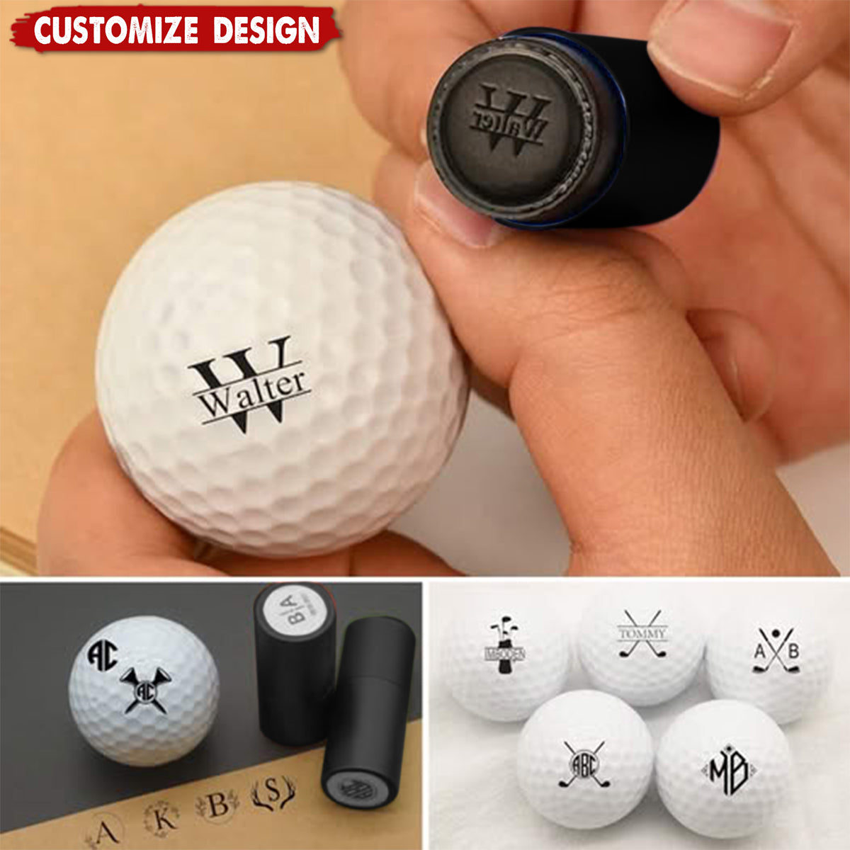 Personalised Monogrammed Initial Golf Ball Stamp-Gift for Golf Player