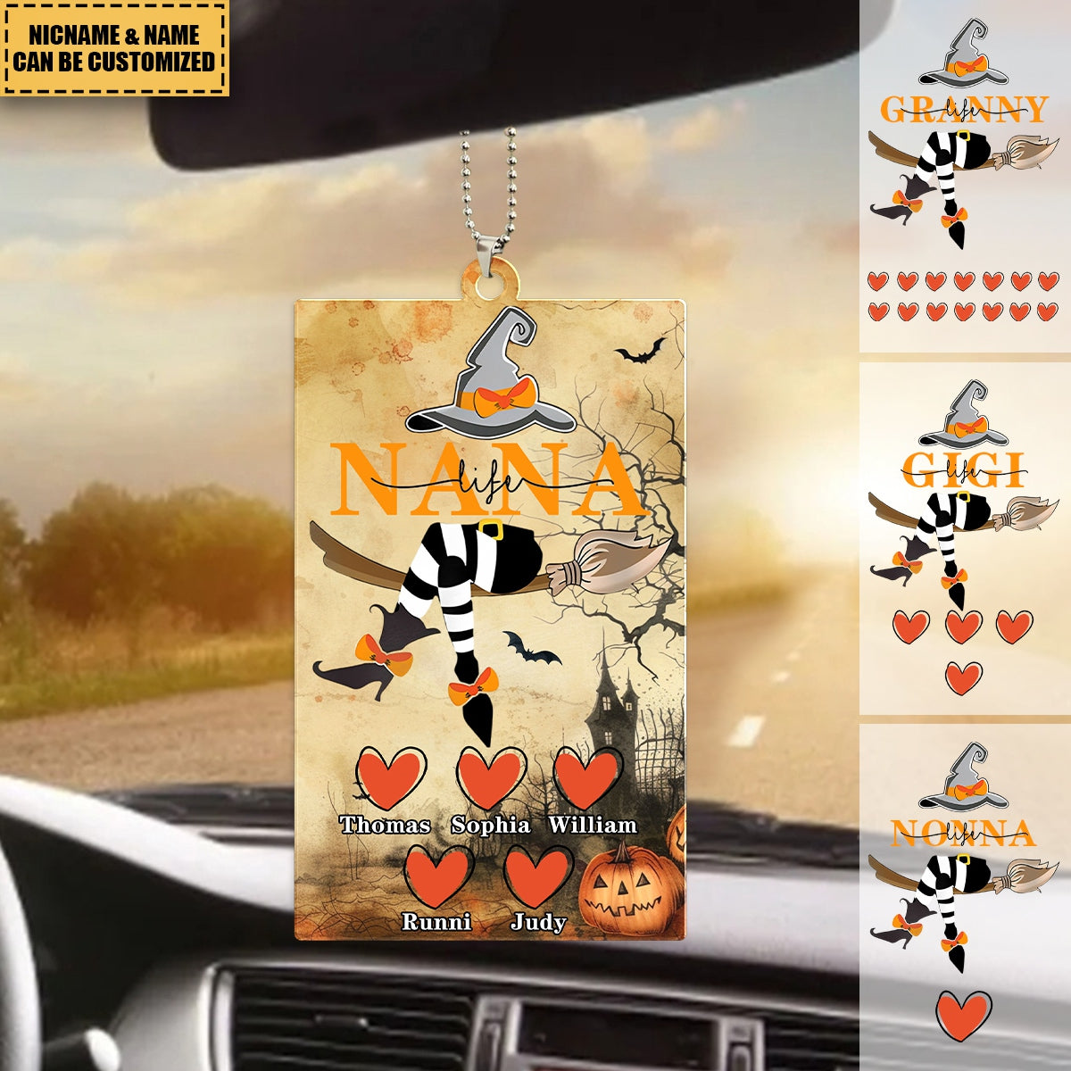 Personalized Grandma Life Witch With Grandkids Halloween Acrylic Ornament