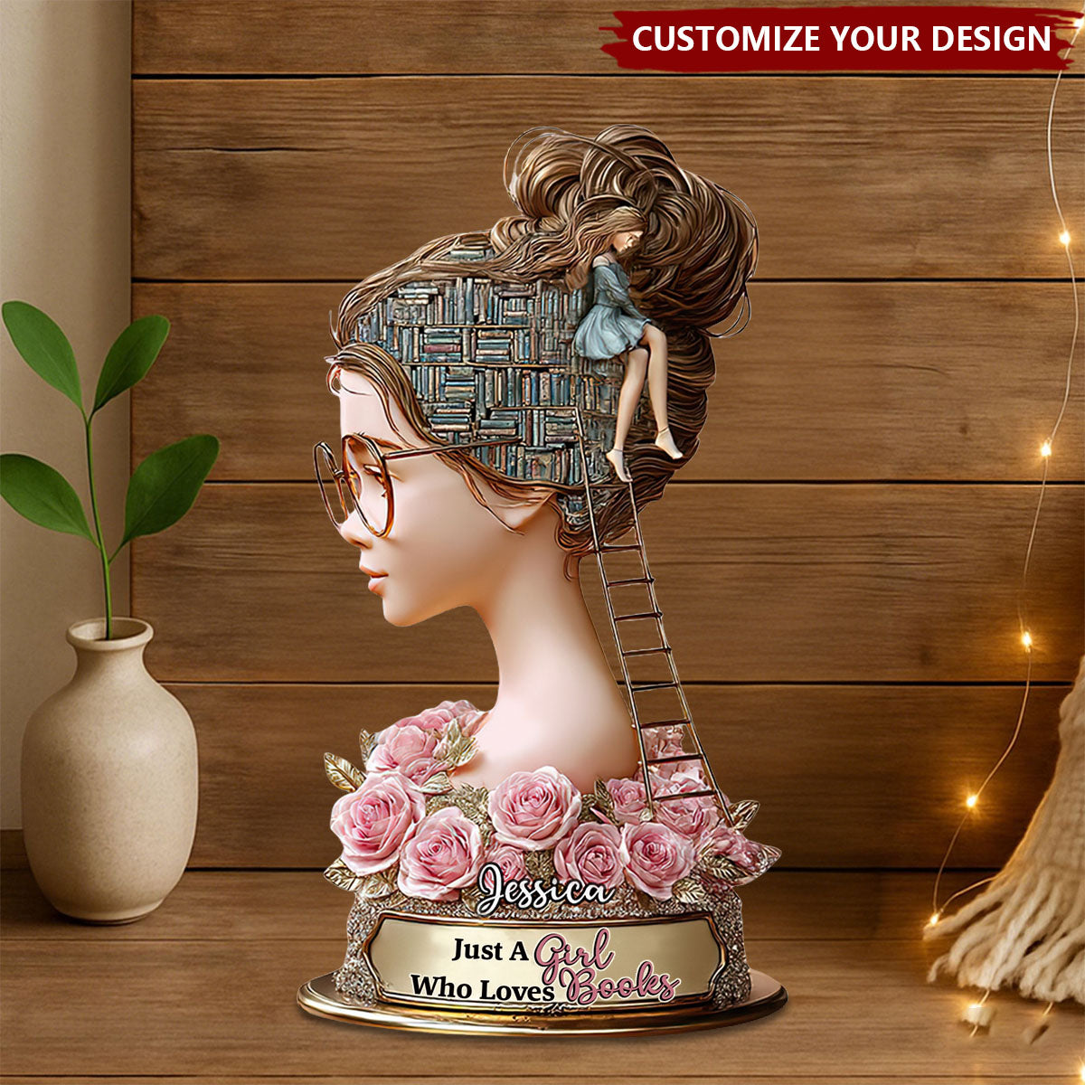 Just A Girl Who Loves Book - Personalized Book Custom Shaped Acrylic Plaque