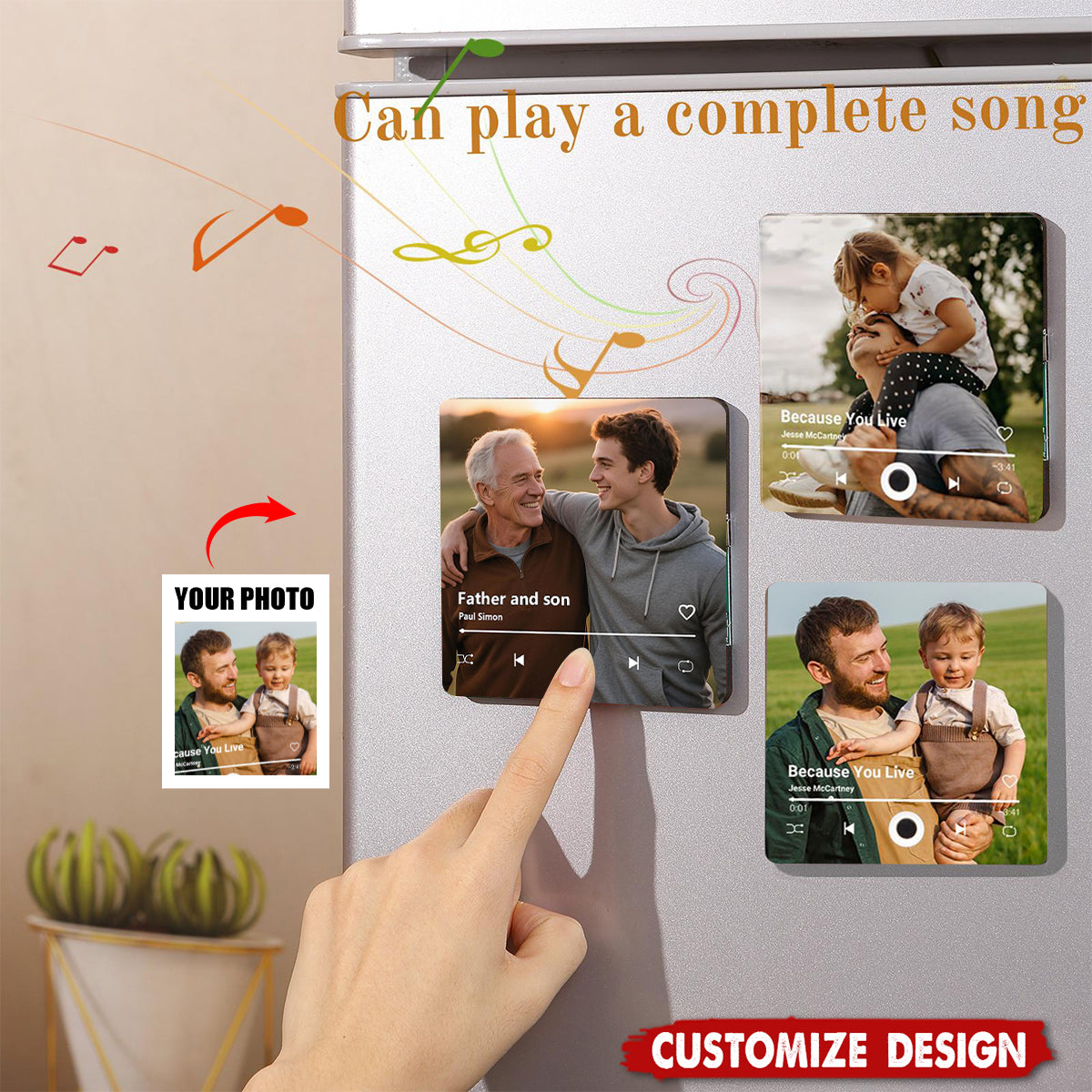 Personalized  Photo Music Fridge Magnet - Birthday,Father's Day Gift For Dad,Grandpa