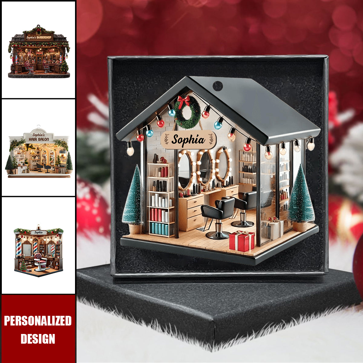 Personalized Hair Salon Acrylic Christmas Ornament Gift For Hairdresser