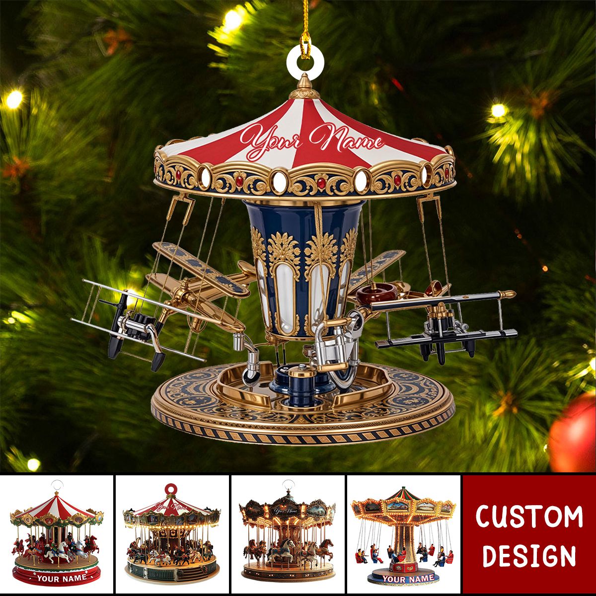 2024 New Release Personalized Carousel Christmas Ornament