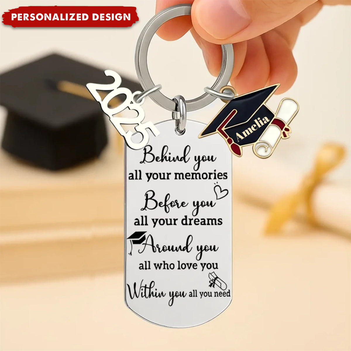 Personalized Engraved Graduation Keychain-Graduation Gift For Family Members