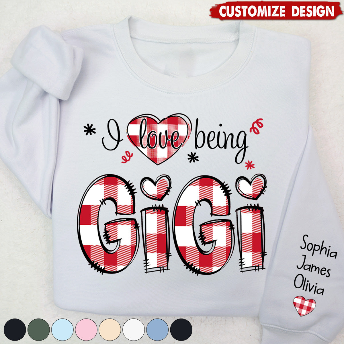 Personalized I love being Grandma Buffalo Plaid And Grandkids Sweatshirt