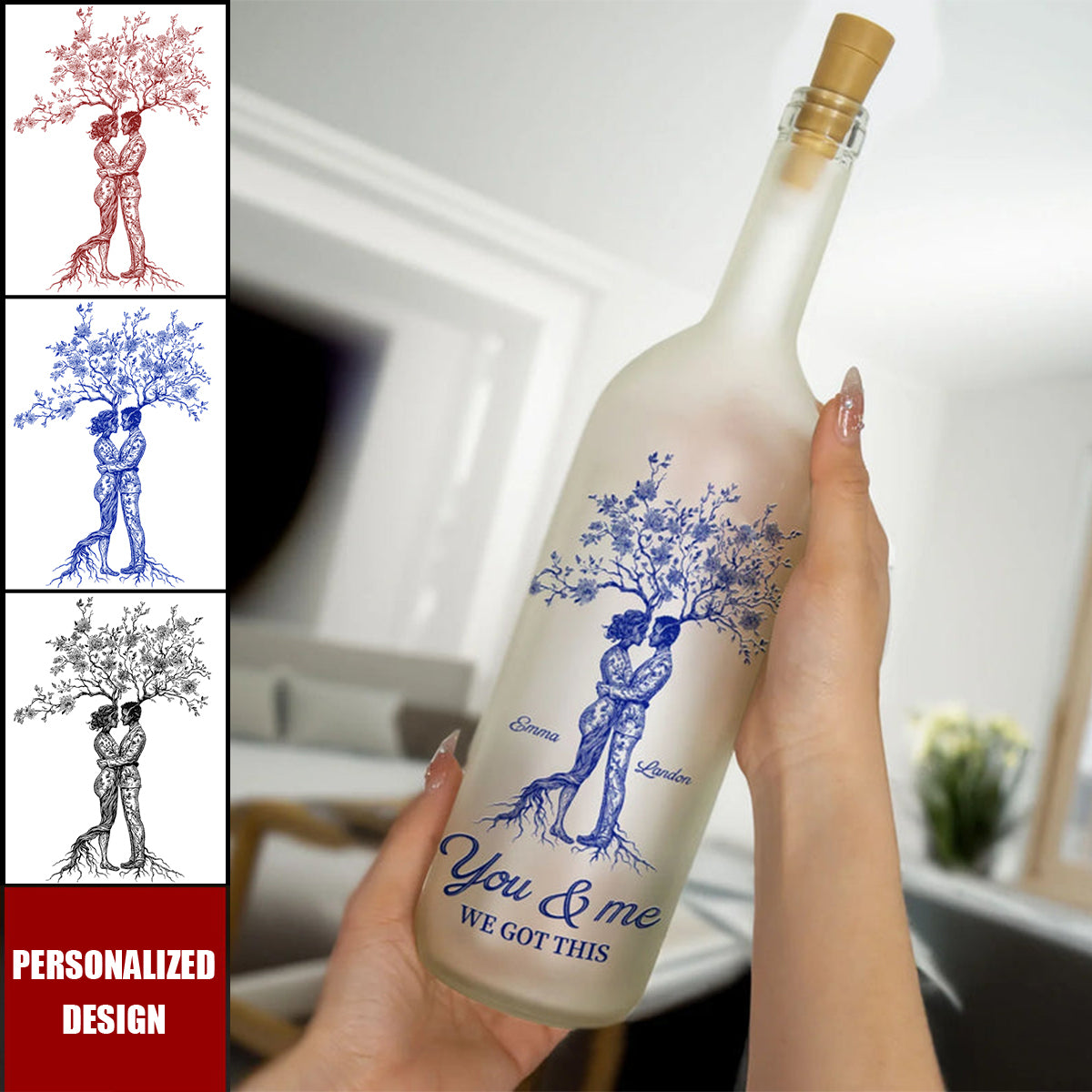 “You & Me, We Got This” Bottle Lamp-Custom Gift for Lovers, Personalized Home Décor