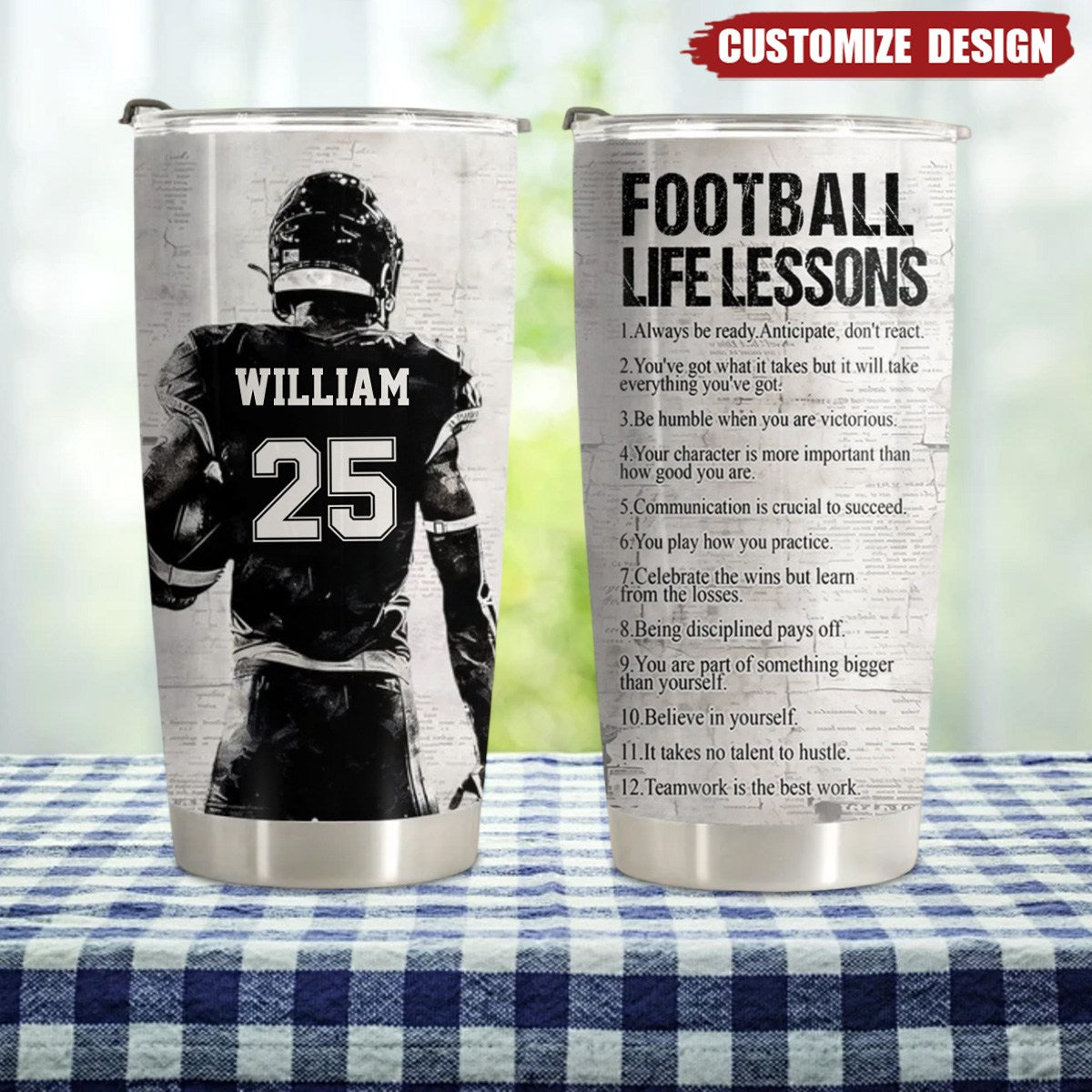 Personalized American Football Life Lessons Tumbler - Gift For American Football Lovers