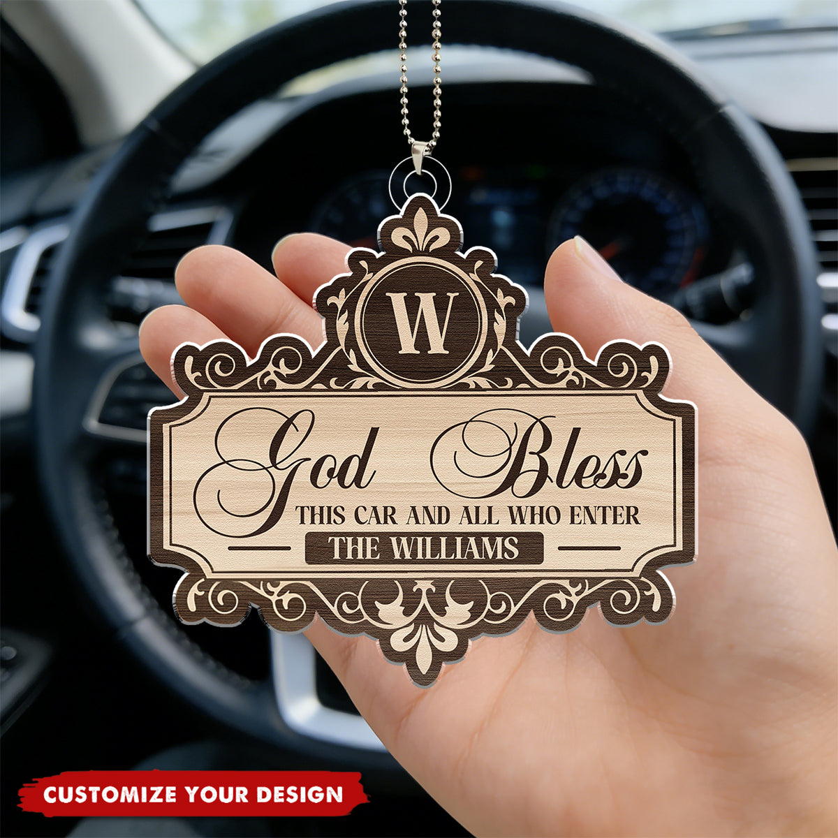 God Bless This Car And All Who Enter - Personalized Hang Car Ornament