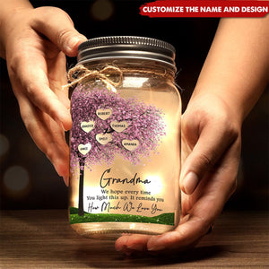It Reminds You How Much We Love You - Family Personalized Custom Mason Jar Light - Gift For Mom, Grandma