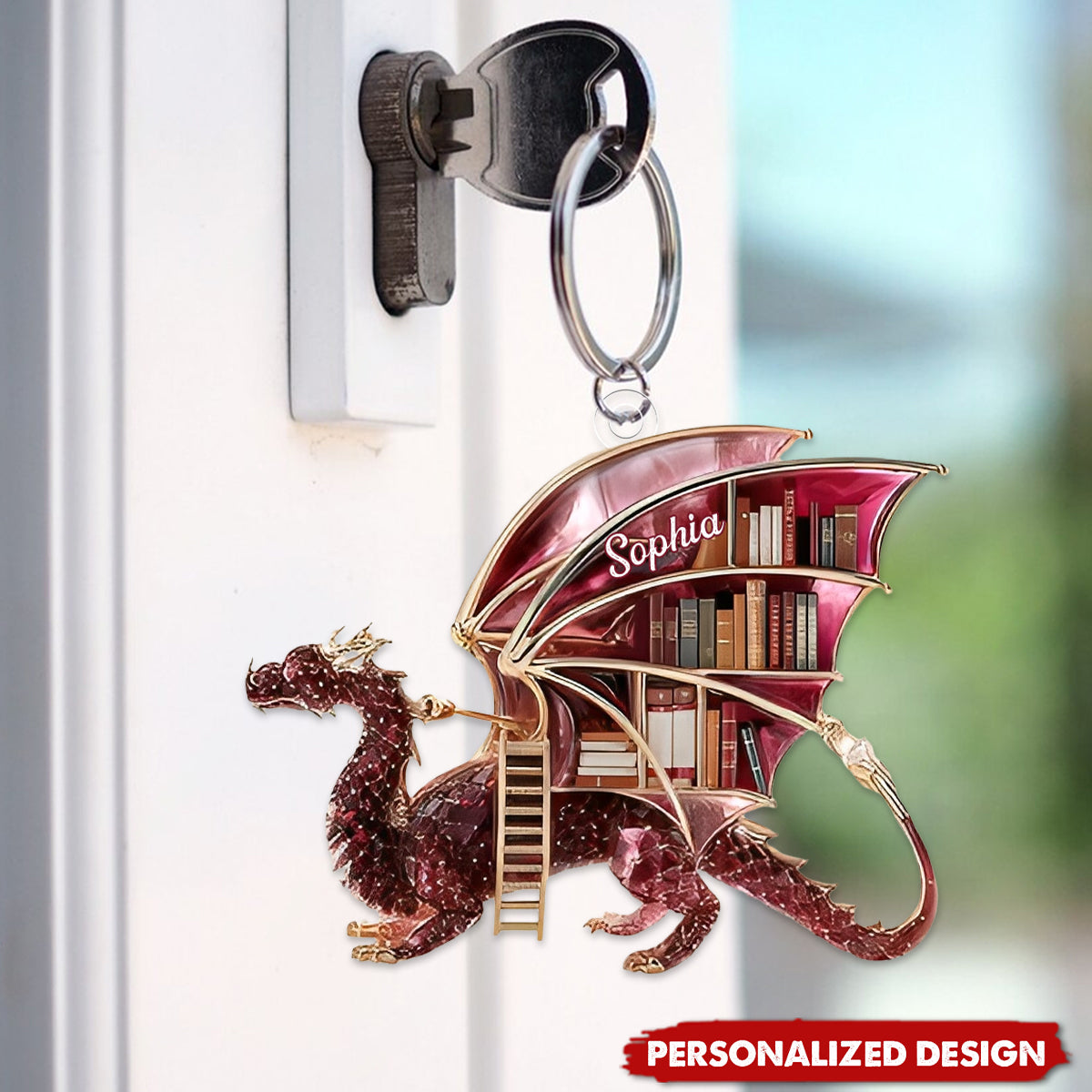 Mystical Dragon Book-Personalized Keychain For Book Lovers
