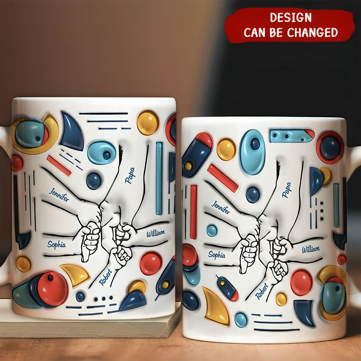 Hand In Hand, I Will Always Protect You - Gift For Dad, Grandpa -Personalized 3D Inflated Effect Printed Mug