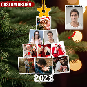 Photo Family-Couple-Pet Tree Christmas - Personalized Acrylic Photo Ornament