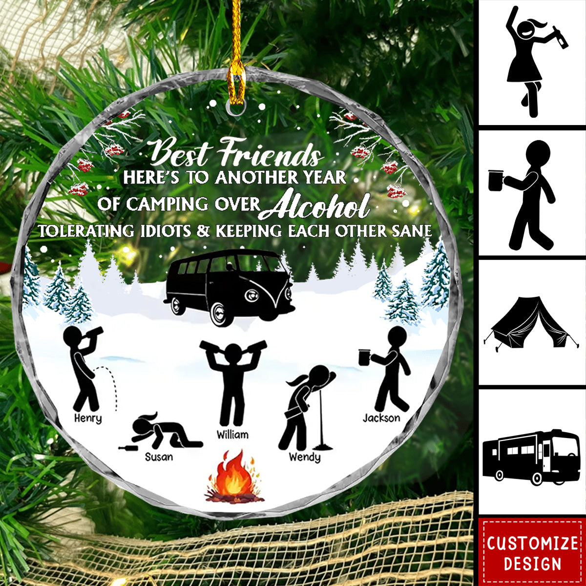 Camping Keep Each Other Sane Friends - Personalized Circle Ornament - 2024 New Release