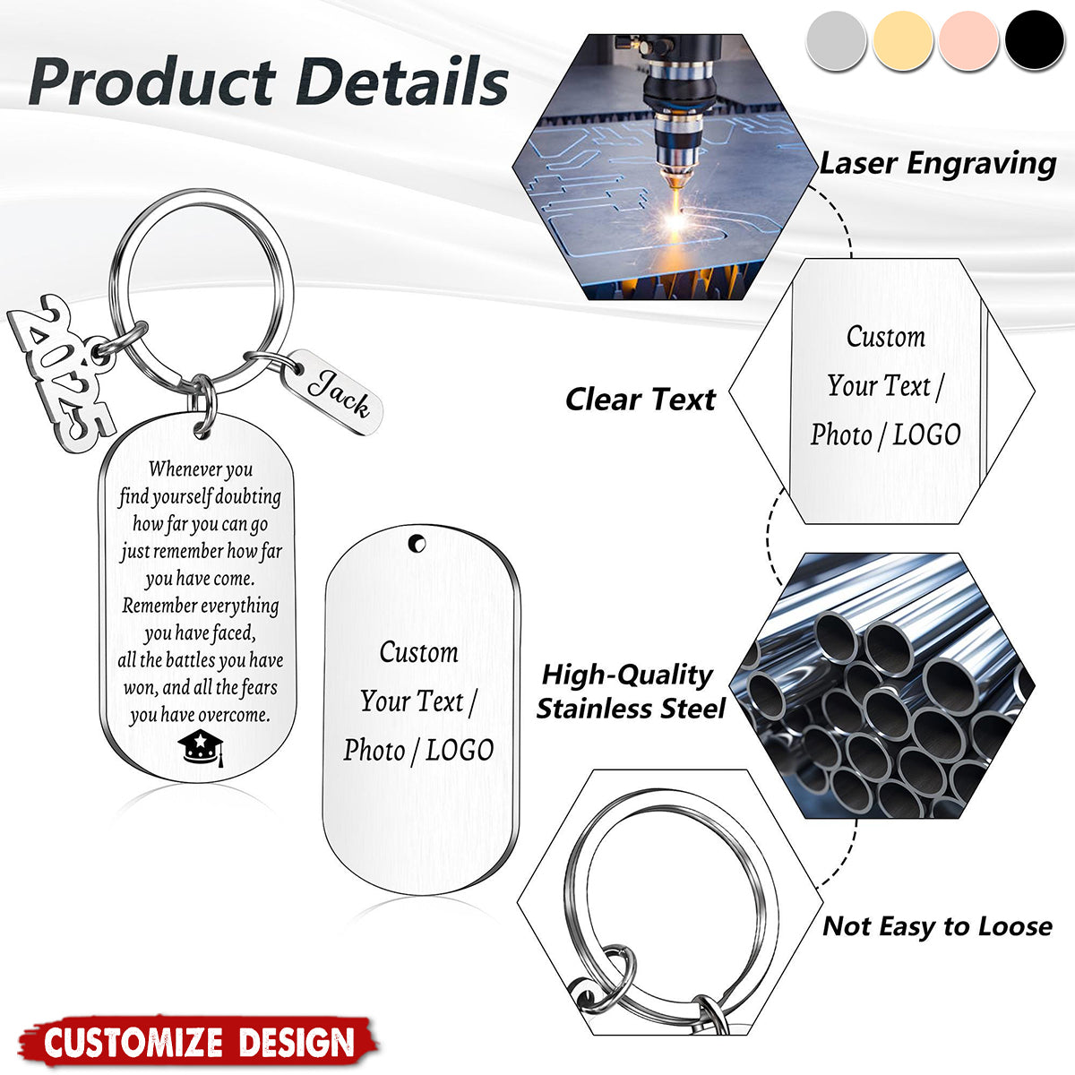 So Proud of You Grad Decor - Personalized Graduation Keychain - Class of 2025 Gifts