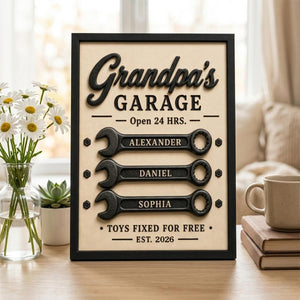 Personalized Grandpa Garage 2-Layered Wooden Plaque
