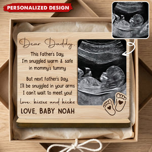 Dear Daddy Ultrasound Photo Wood Plaque-Gift For First Time Dad
