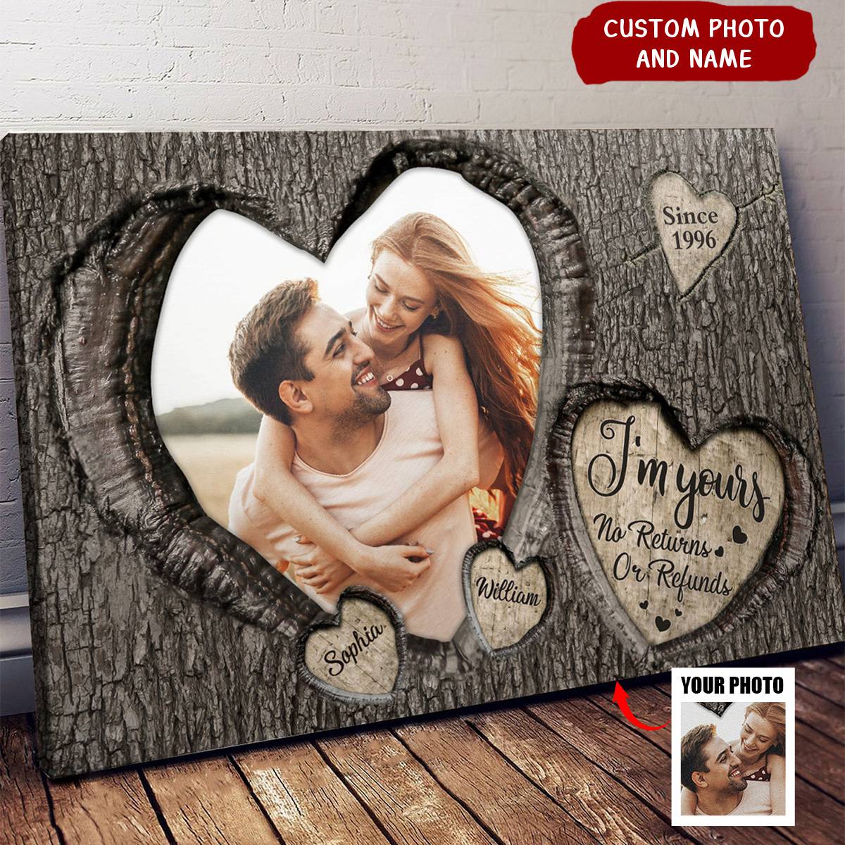 Personalized  God Knew My Heart Needed You Couples Photo Canvas Poster