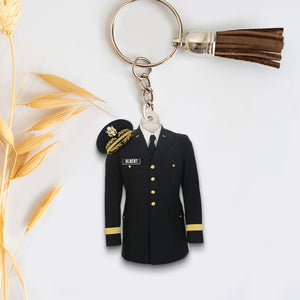 Navy - Air Force - Army - Marine Uniform On A Clothes Hanger- Personalized Keychain