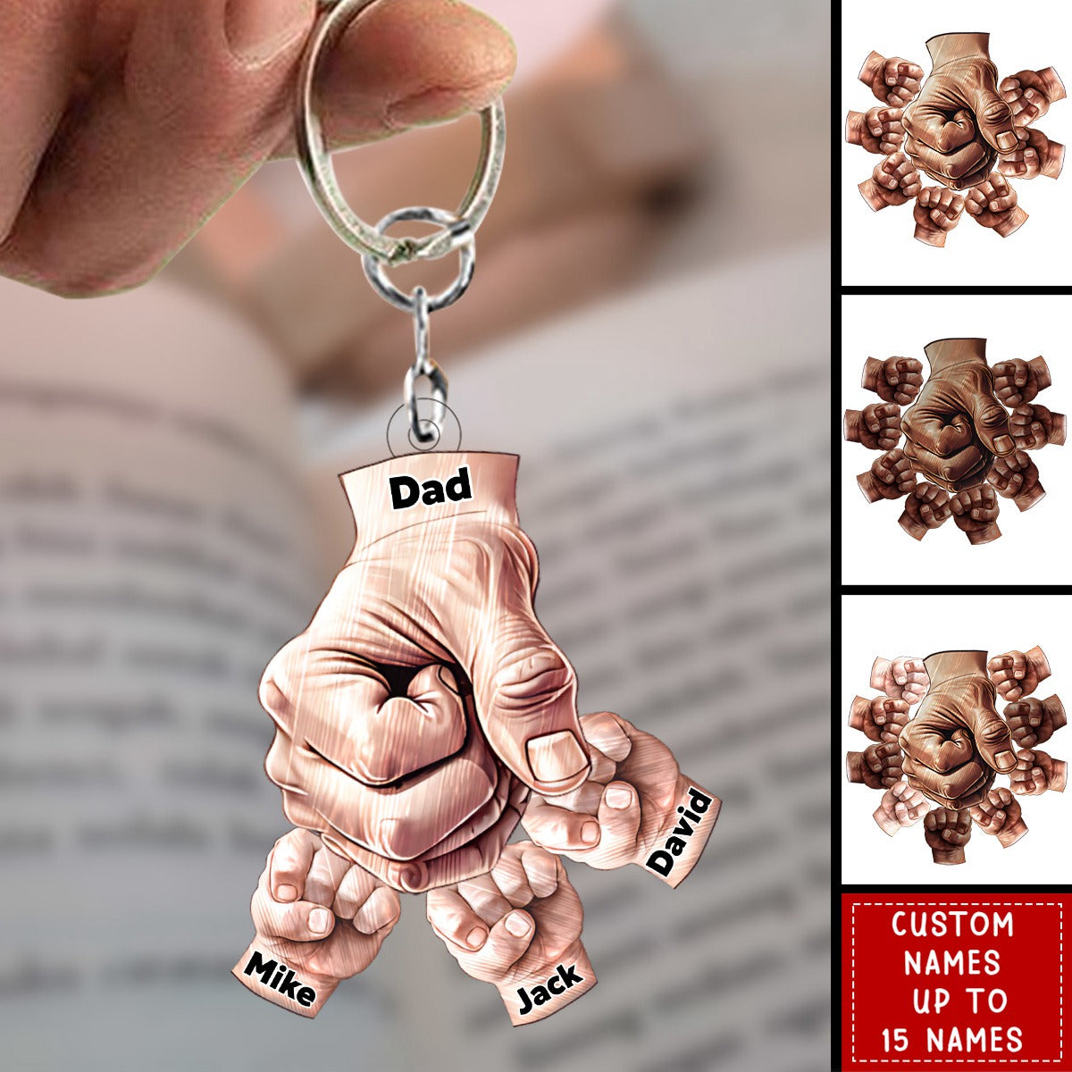 Happy Father‘s Day To Amazing Daddy/Grandpa Hands Personalized Acrylic Keychain