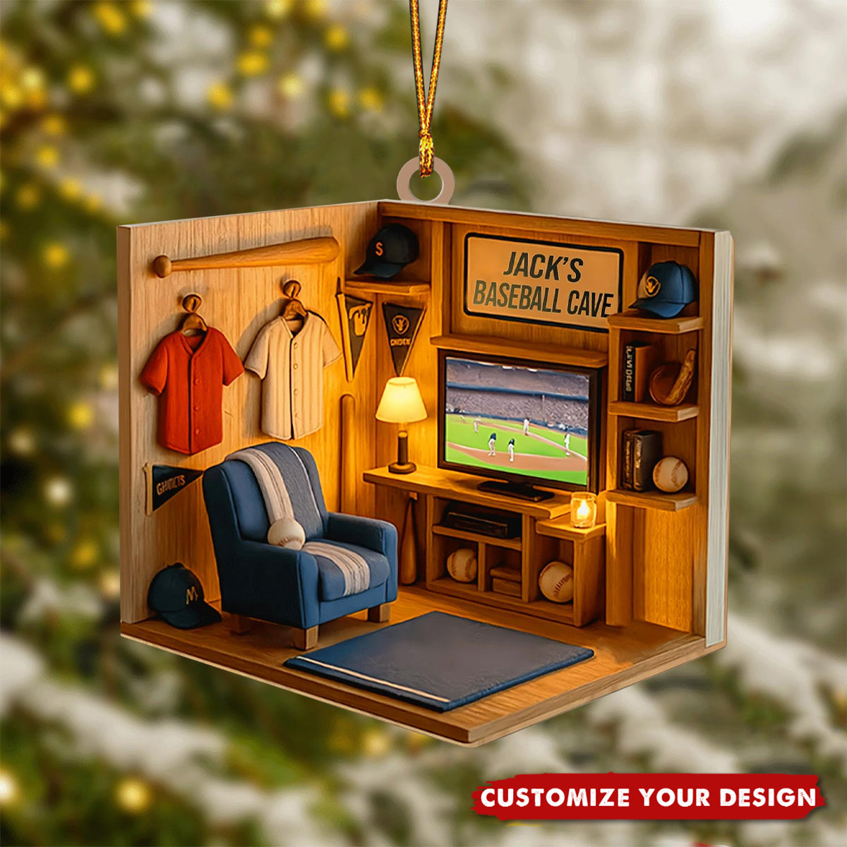 Personalized Baseball Ornament 2025, Custom Sports Fan Christmas Decoration, Baseball Lover Gift – Unique Holiday Keepsake, 2D Flat Ornament