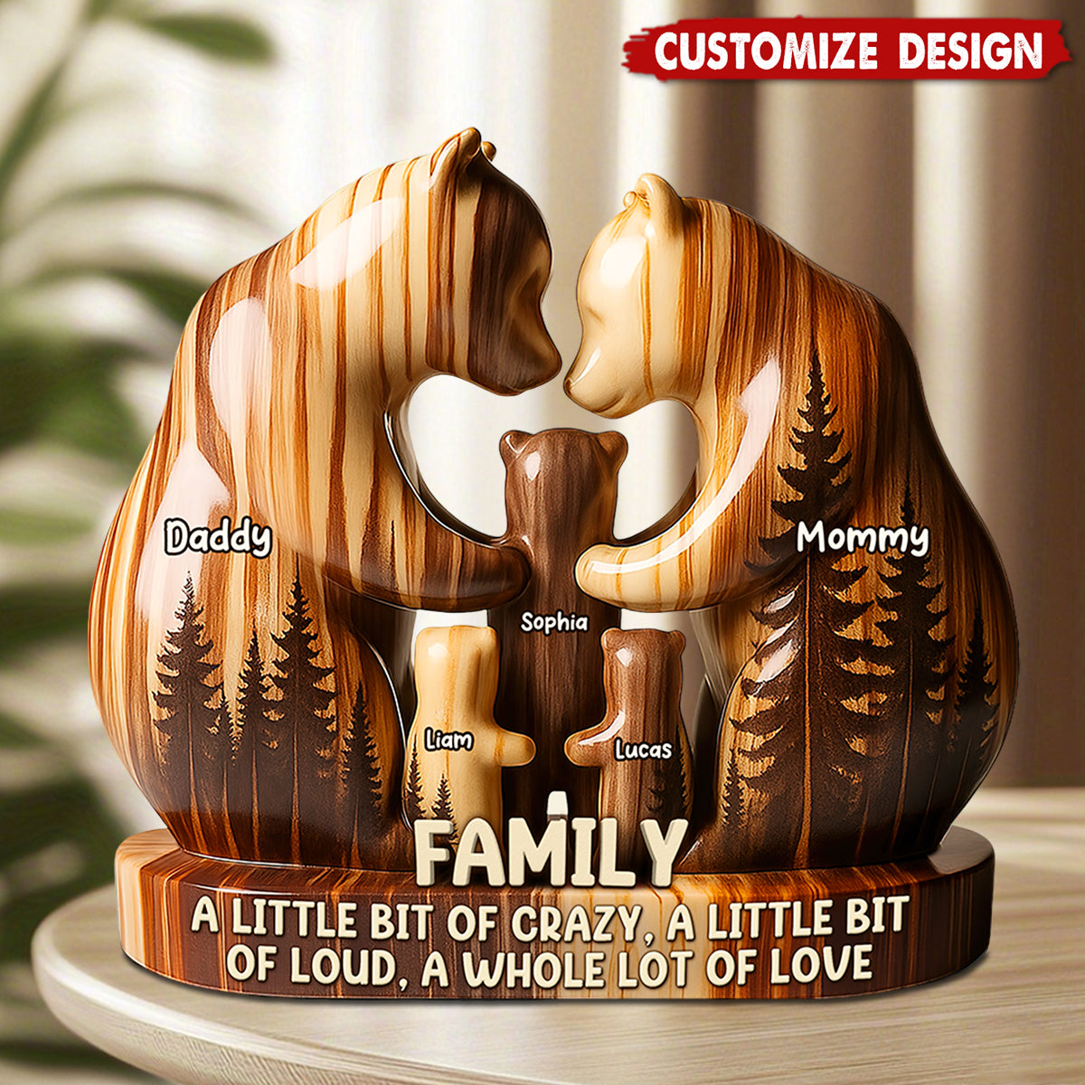 Personalized Bear Family Acrylic Plaque - Gift For Family