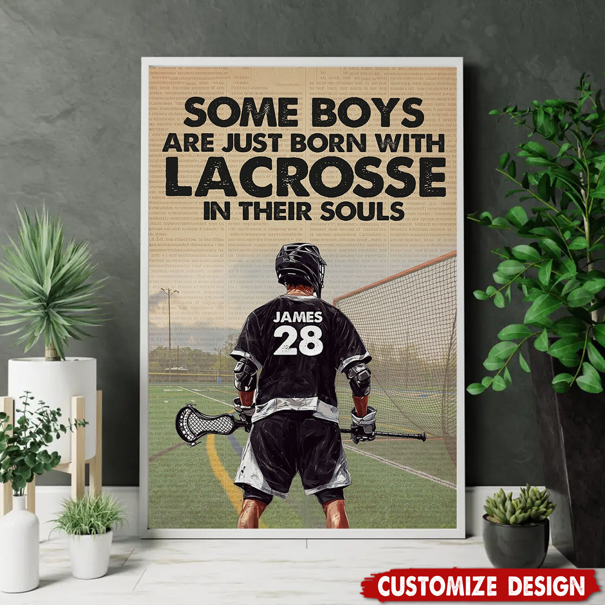 Some Boys Are Just Born With Lacrosse In Their Souls-Personalized Lacrosse Boy Poster