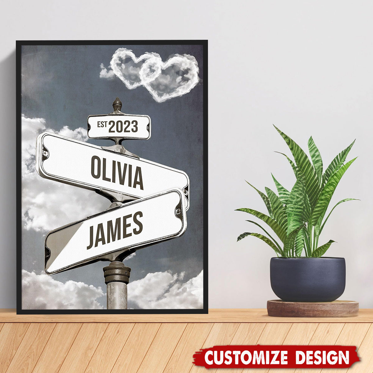 Personalized Name Vintage Street Sign Poster-Gift For Couples Anniversary