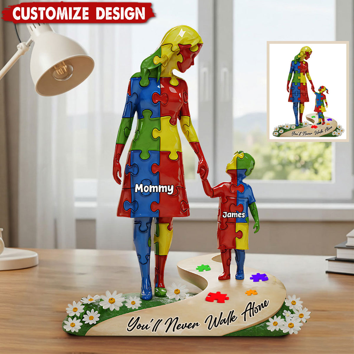 You'll Never Walk Alone - Personalized Autism Awareness Shaped Acrylic Plaque