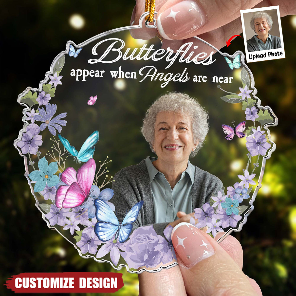 Butterflies Appear When Angels Are Near - Personalized Acrylic Photo Ornament - 2024 New Release