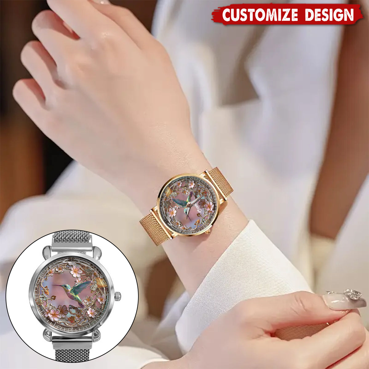 Beautiful Hummingbird - Personalized Hummingbird Women Hand Watch