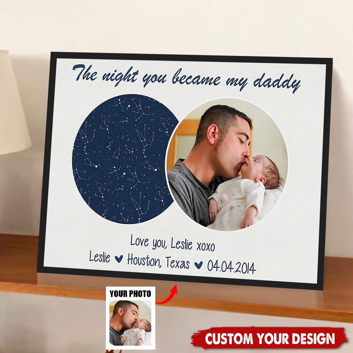 The Night You Became My Daddy Custom Star Map Photo Canvas Poster