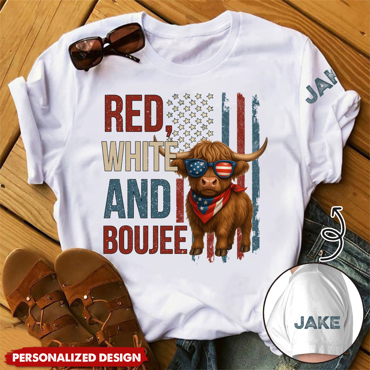 Red White And Animal Patriotic - Personalized Unisex T-Shirt