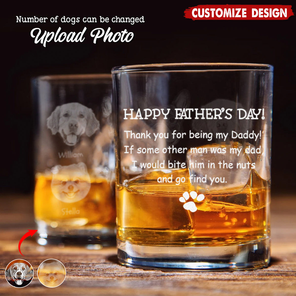 Thank You For Being My Daddy-Personalized Whiskey Glass-Father's Day Gift