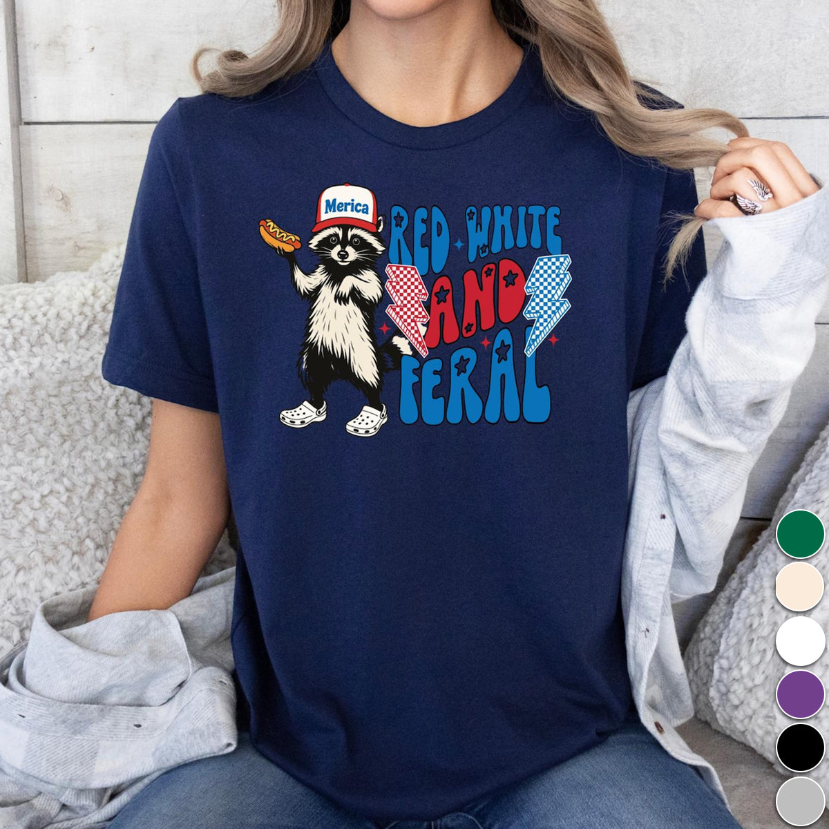 Funny 4th of July - Feral Raccoon Independence Day T-Shirt