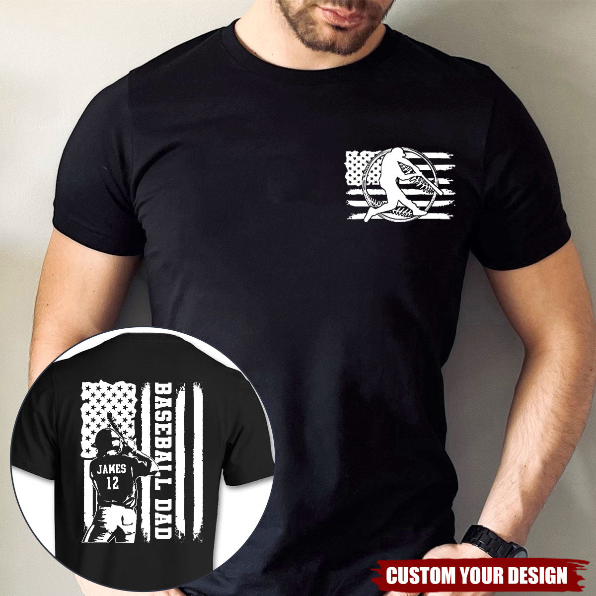 Personalized Baseball Dad Shirt, Gift For Dad/Grandpa, Father's Day Shirt, Baseball Lover Shirt