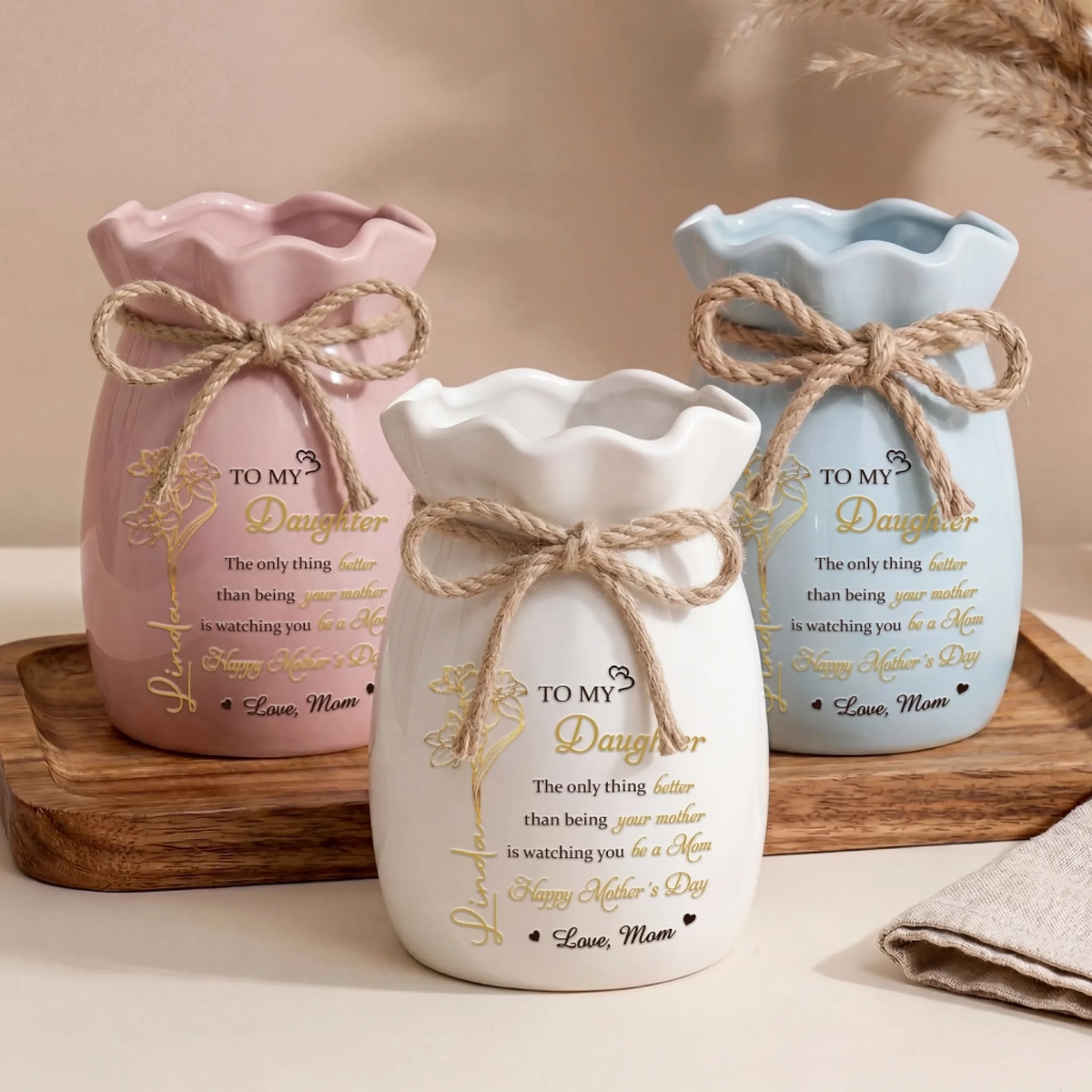 Personalized Flower Vase With Ribbon - Personalized Mother's Day Birthday Gifts For Daughter - You Carry Love So Beautifully