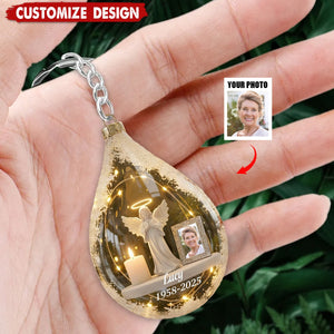 Personalized Angel&Candle Memorial Keychain – Memorial Gift