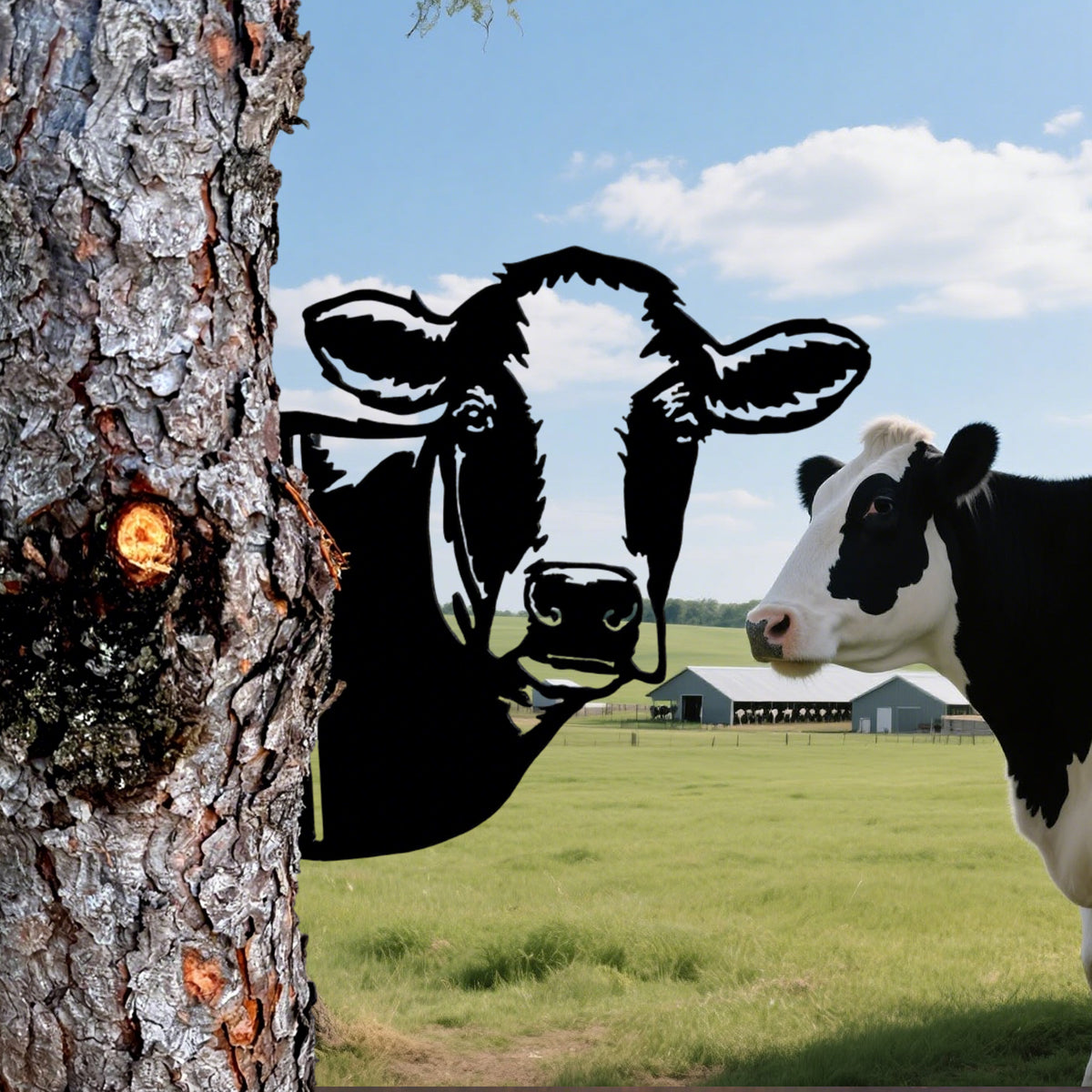 Peek-A-Boo Cow Metal Sign - Versatile Mountable Wall Art