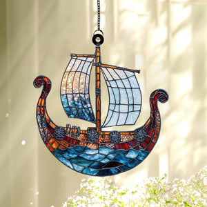 Viking Ship Acrylic Suncatcher Ornament,Christmas Ornament